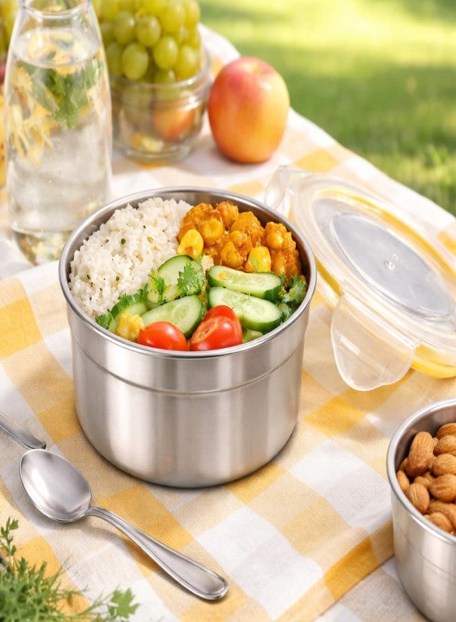 Sensimon Stainless Steel Airtight Round Container with Leak Proof Lid | BPA Free Food Storage Lunch Box for Office College School Home Travel | 280 ml Capacity Tiffin Box | Set of 3 - Image 5
